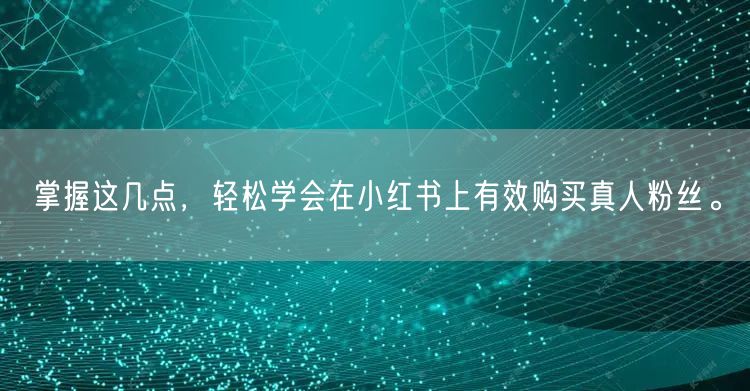 掌握这几点，轻松学会在小红书上有效购买真人粉丝。