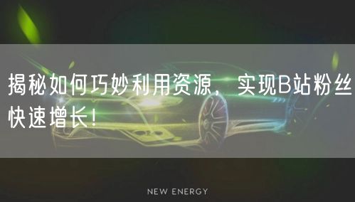 揭秘如何巧妙利用资源，实现B站粉丝快速增长！