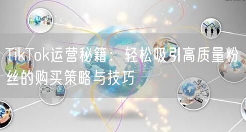 TikTok运营秘籍：轻松吸引高质量粉丝的购买策略与技巧