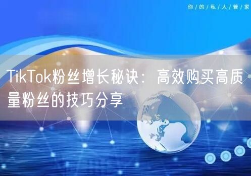 TikTok粉丝增长秘诀：高效购买高质量粉丝的技巧分享