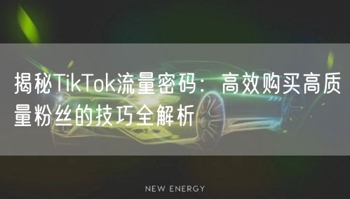揭秘TikTok流量密码：高效购买高质量粉丝的技巧全解析