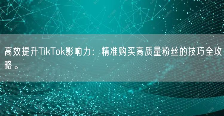 高效提升TikTok影响力：精准购买高质量粉丝的技巧全攻略。