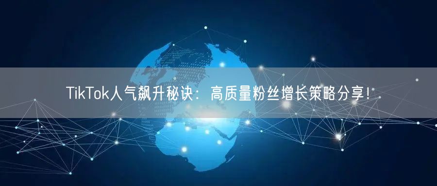 TikTok人气飙升秘诀：高质量粉丝增长策略分享！
