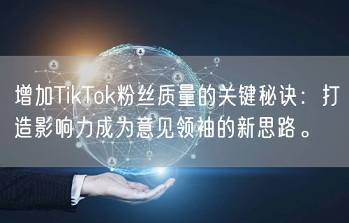增加TikTok粉丝质量的关键秘诀：打造影响力成为意见领袖的新思路。