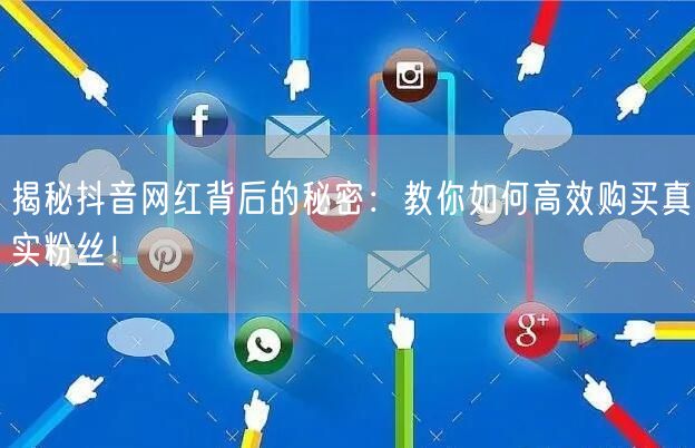 揭秘抖音网红背后的秘密：教你如何高效购买真实粉丝！