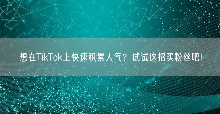 想在TikTok上快速积累人气？试试这招买粉丝吧！