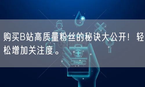 购买B站高质量粉丝的秘诀大公开！轻松增加关注度。