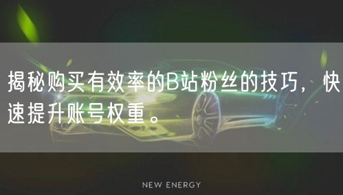 揭秘购买有效率的B站粉丝的技巧，快速提升账号权重。