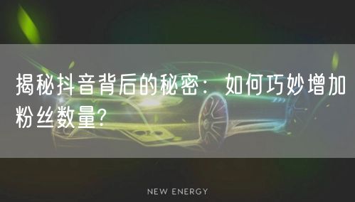 揭秘抖音背后的秘密：如何巧妙增加粉丝数量?