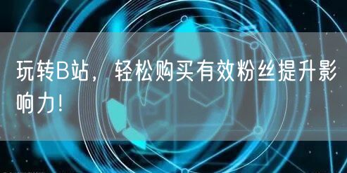 玩转B站，轻松购买有效粉丝提升影响力！
