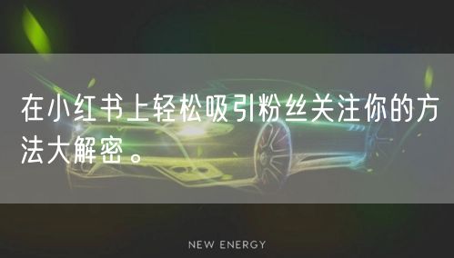 在小红书上轻松吸引粉丝关注你的方法大解密。