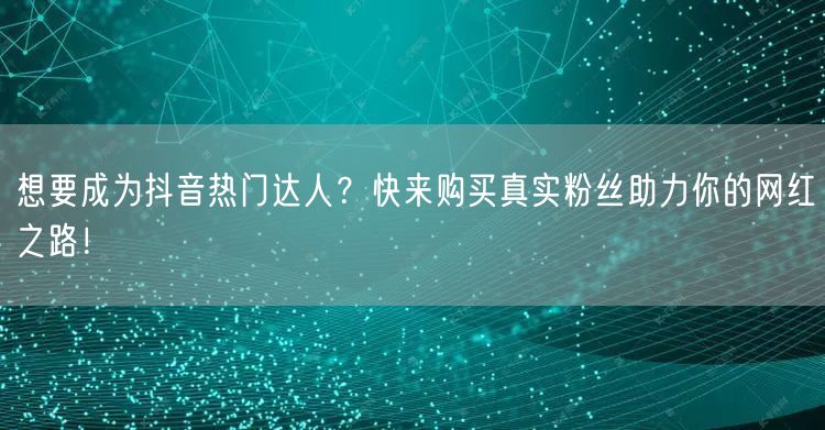 想要成为抖音热门达人？快来购买真实粉丝助力你的网红之路！