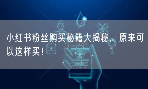 小红书粉丝购买秘籍大揭秘，原来可以这样买！