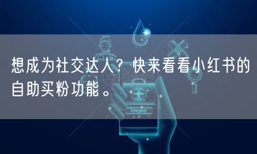 想成为社交达人？快来看看小红书的自助买粉功能。