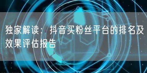 独家解读：抖音买粉丝平台的排名及效果评估报告